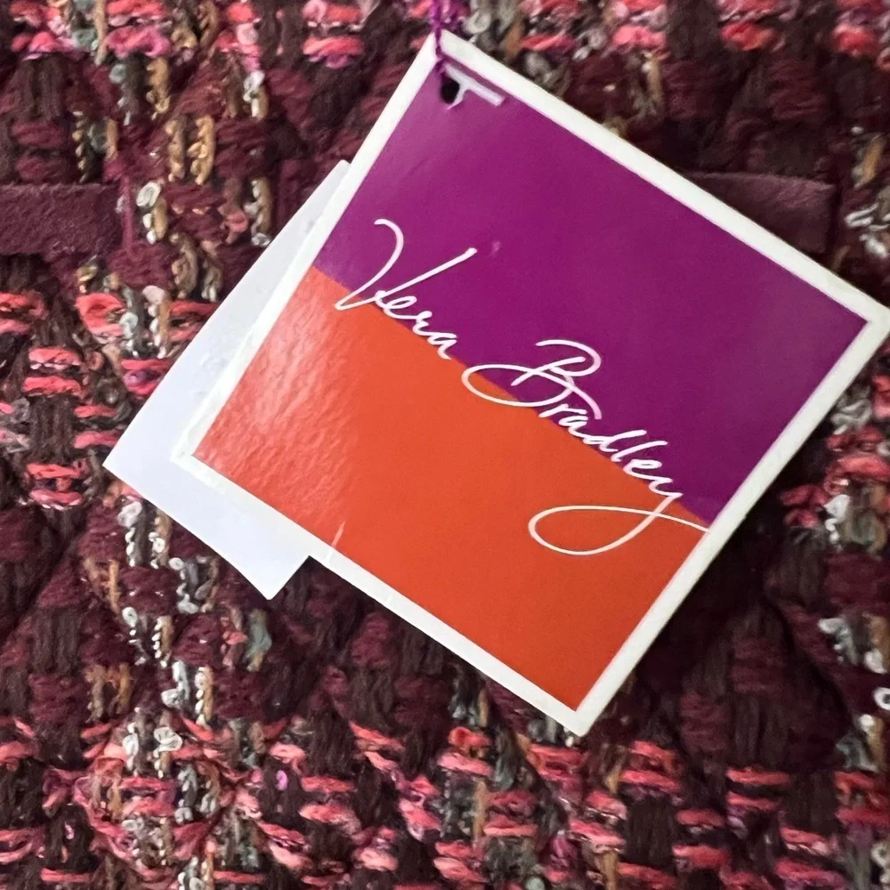 Vera Bradley Cinch Tote Bag Tweed Suede Plum Large Retired Fall Winter/NWT
